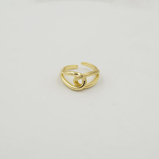Tie Interlocked Adjustable Ring Gold Plated