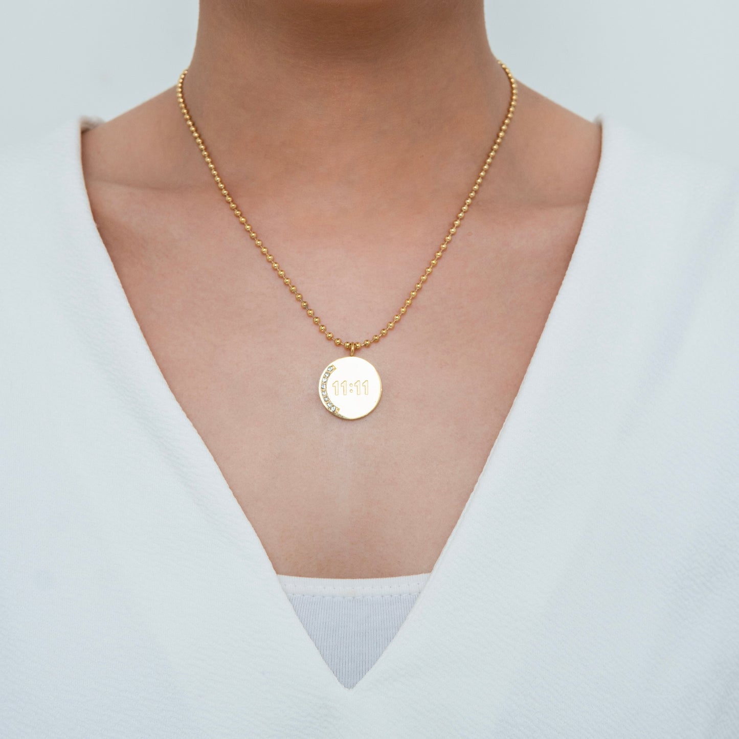 11:11 Diamond Necklace Gold Plated, Waterproof and Anti-Tarnish