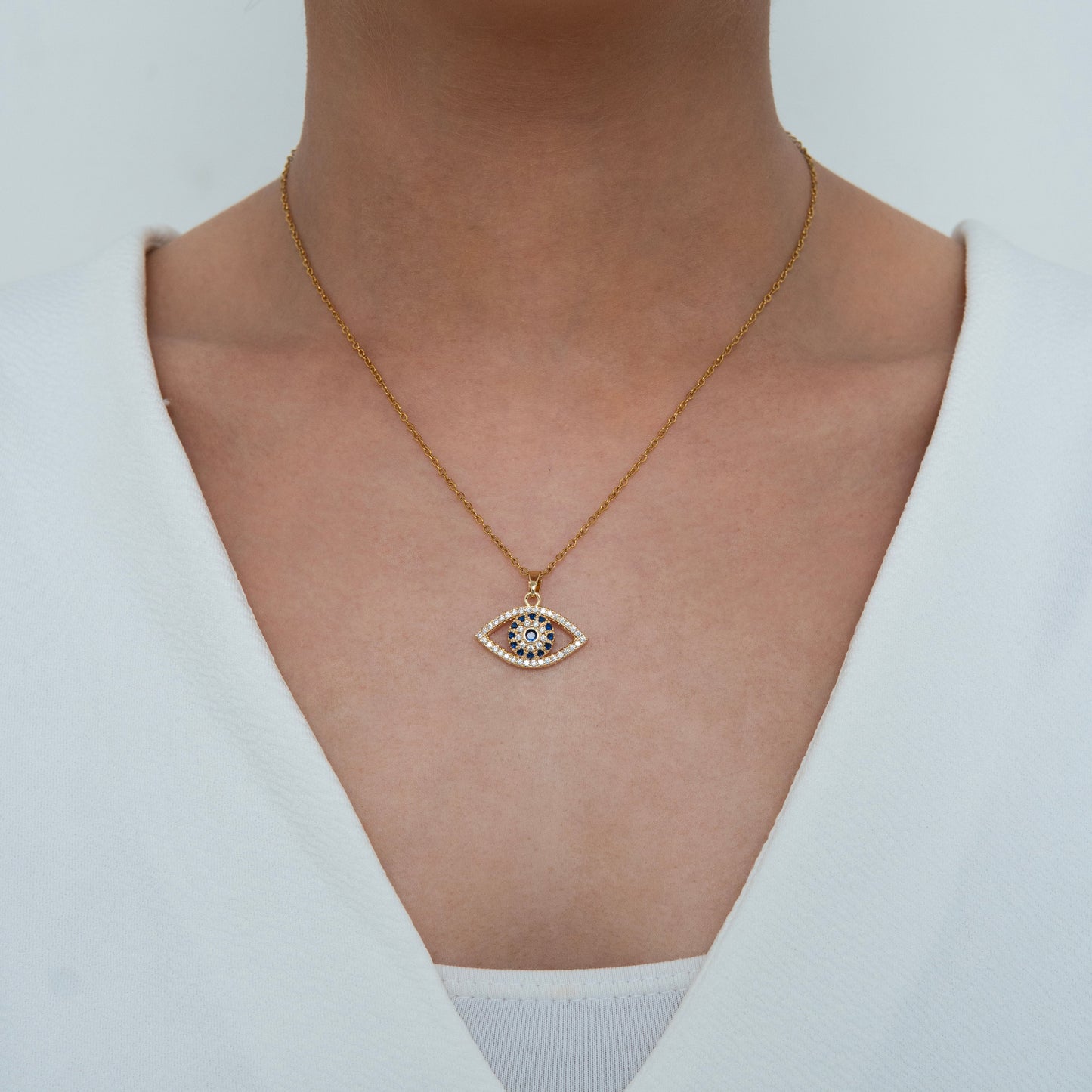 Sparkle Evil Eye Necklace 18K Gold Plated, Waterproof and Anti-Tarnish