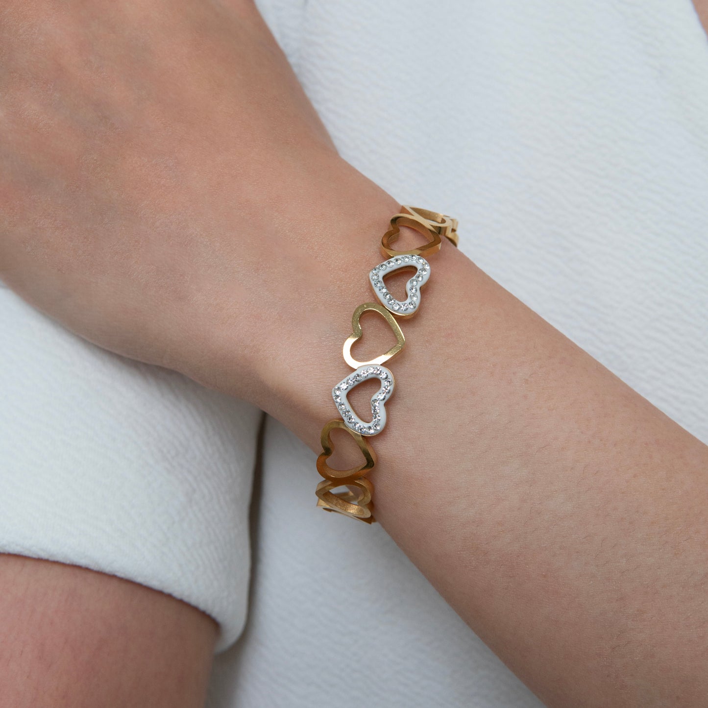 Multi Heart Diamond Bracelet Kada 18k Gold Plated, Waterproof and Anti-Tarnish