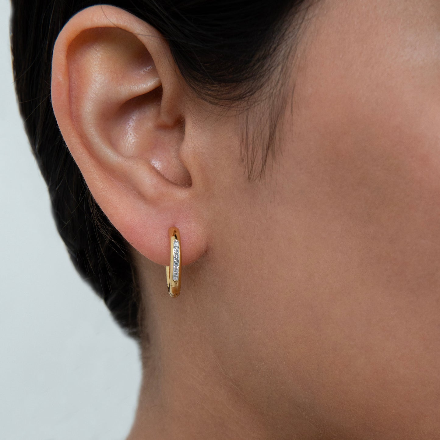 Set of 2 Diamond Hoops Small and Big Earrings Gold Plated, Waterproof and Anti-Tarnish