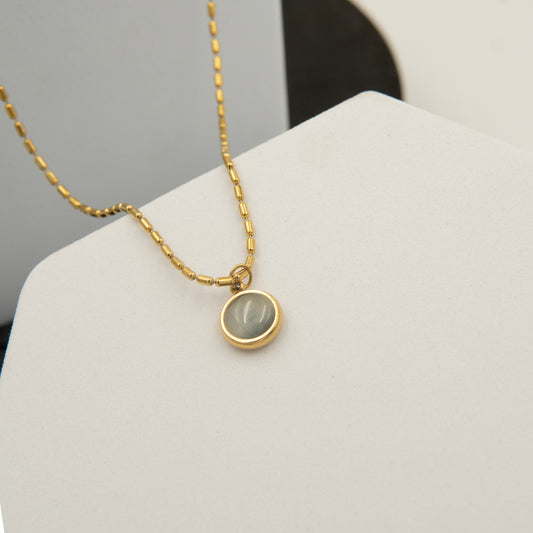 White Clear Pearl Chain Necklace Gold Plated, Waterproof and Anti-Tarnish