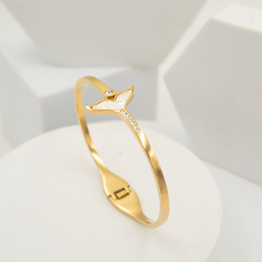 Marble Bird Bracelet Kada 18K Gold Plated, Waterproof and Anti-Tarnish 6cm diameter