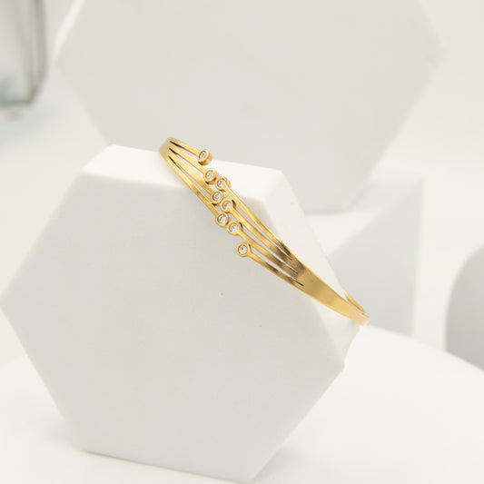 QuadStone Bracelet Kada 18K Gold Plated, Waterproof and Anti-Tarnish 6cm diameter