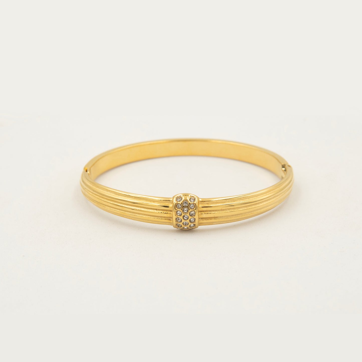 Zircon Band Bracelet Kada 18K Gold Plated, Waterproof and Anti-Tarnish 6cm diameter