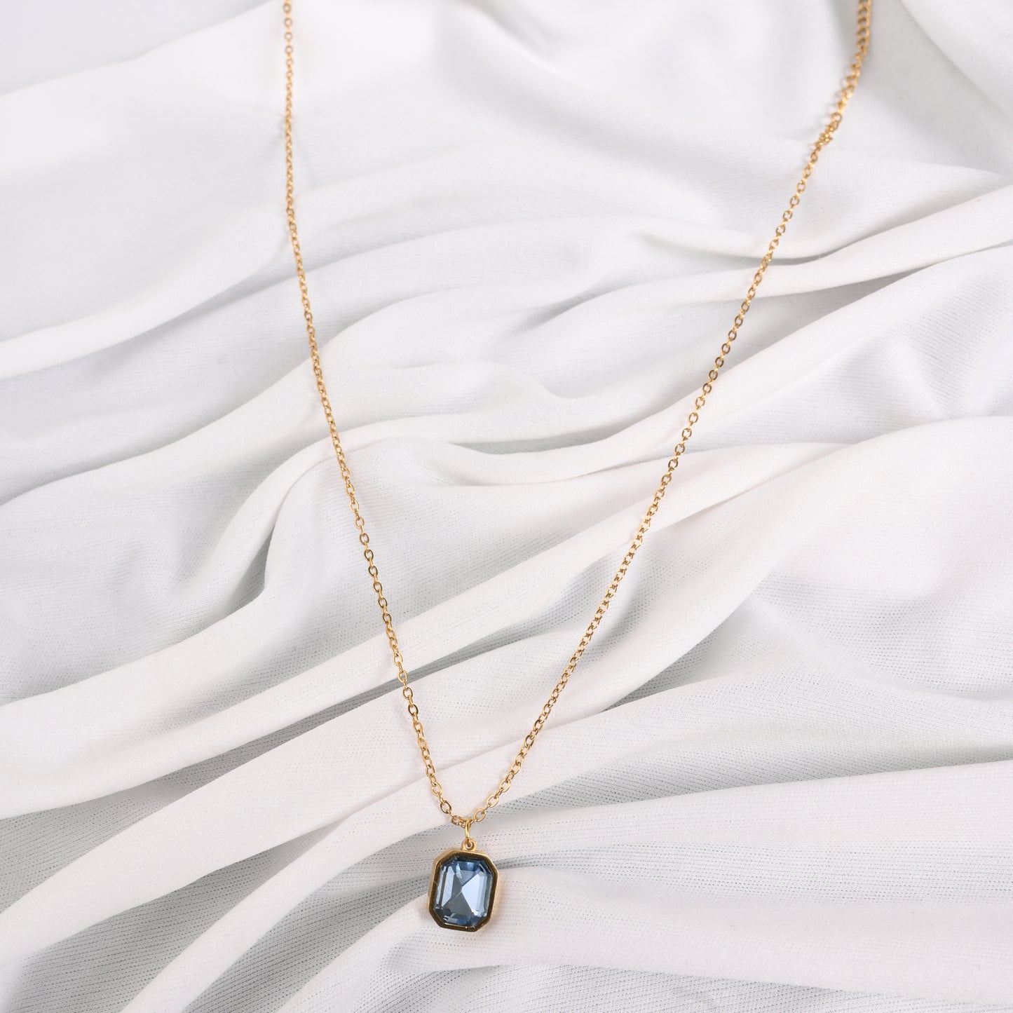 Emerald-Cut Crystal Pendant Necklace