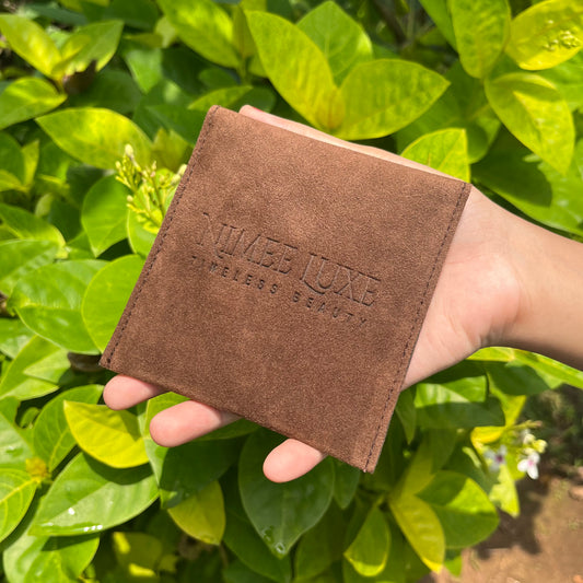 Suede Brown Pouch for Storage & Travel with Velvet cleaning cloth