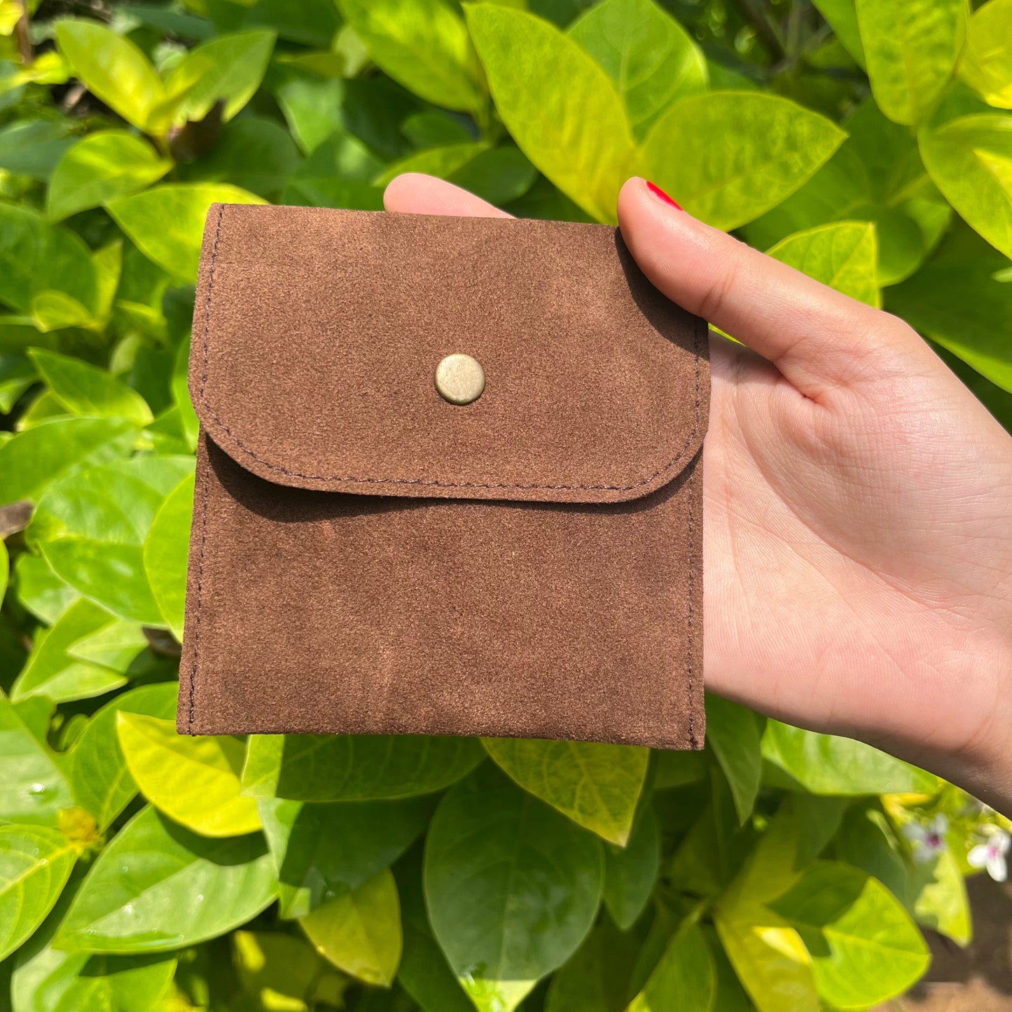 Suede Brown Pouch for Storage & Travel with Velvet cleaning cloth