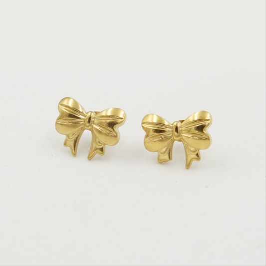 Small Bow Earrings Gold Plated, Waterproof and Anti-Tarnish