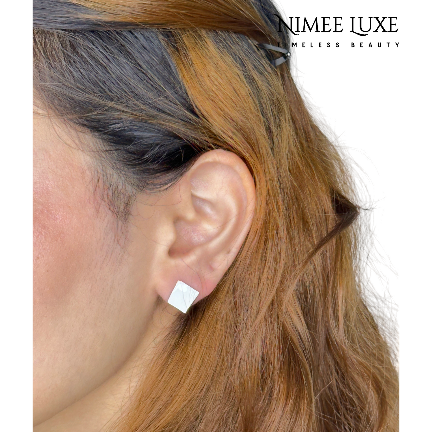 Classic White Earrings NLE103RG Gold Plated, Waterproof and Anti-Tarnish