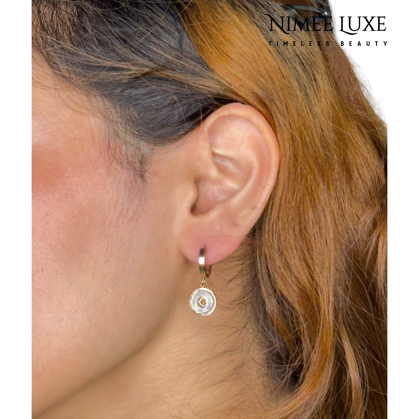 Classic Dangling Crystal Diamond Earrings NLE110RG Gold Plated, Waterproof and Anti-Tarnish