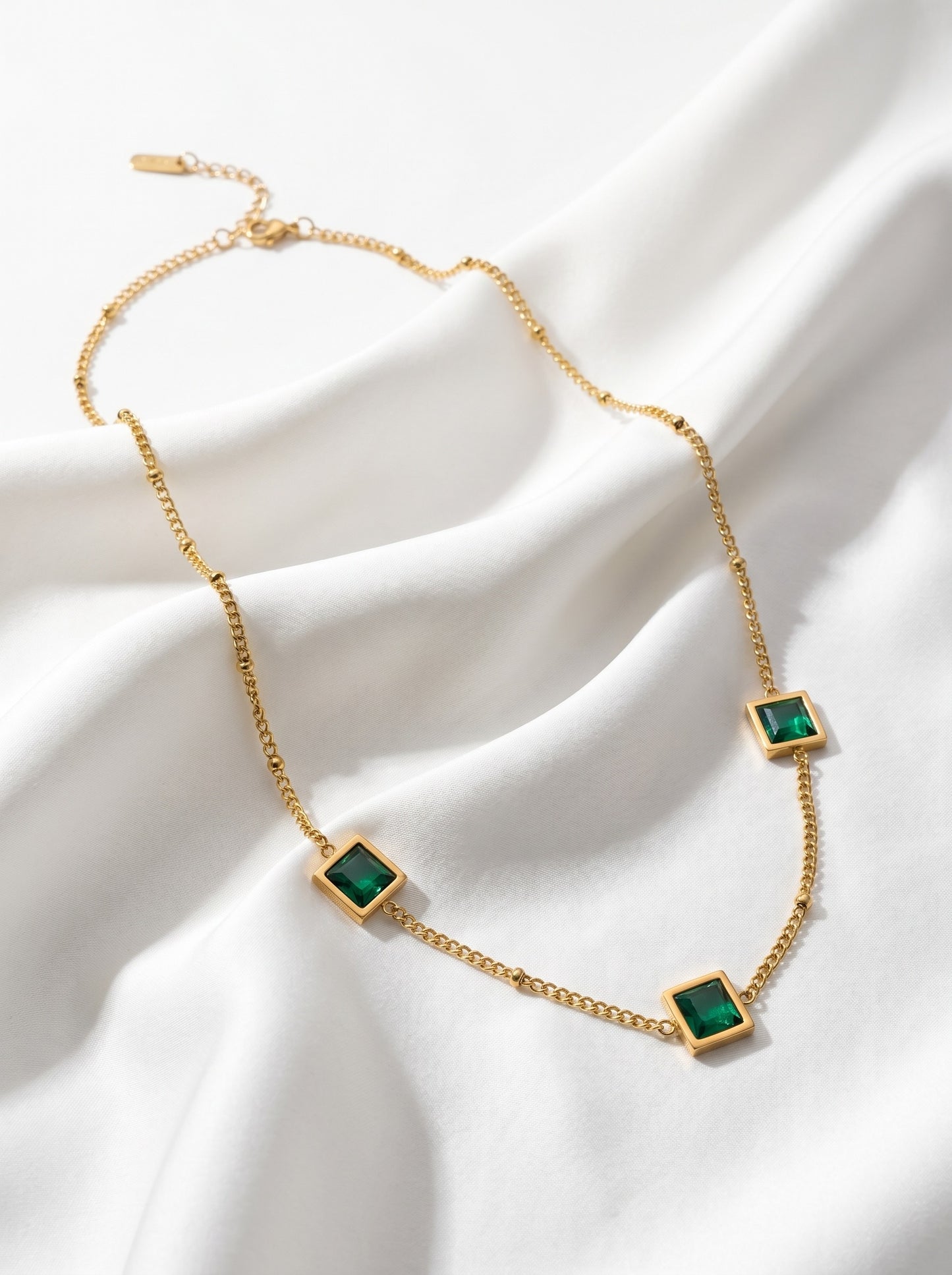 Emerald Square Charm Necklace