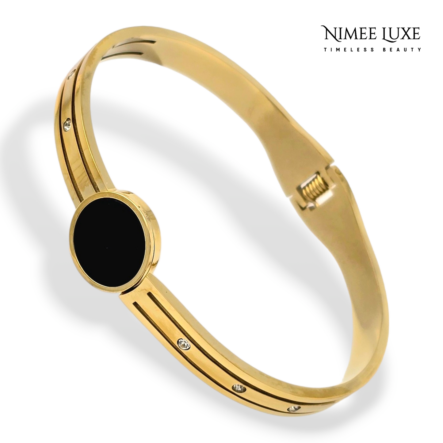 Black Noir Bracelet Kada Gold Plated, Waterproof and Anti-Tarnish