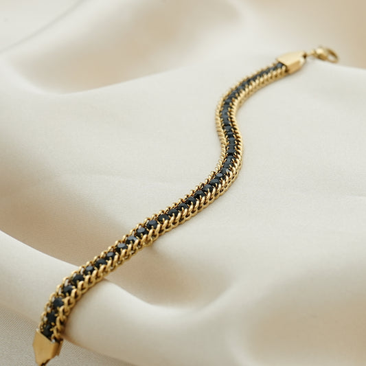 Black Velvet Tennis Sparkle Bracelet