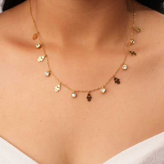 Golden Hand of Protection Necklace