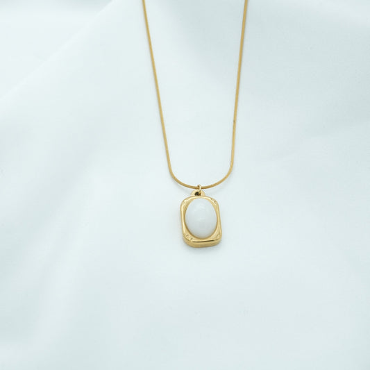 Golden Fairytale Pendant With White Stone Necklace