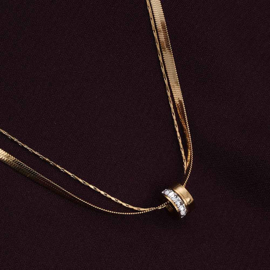 Gilded Rings Layered Necklace