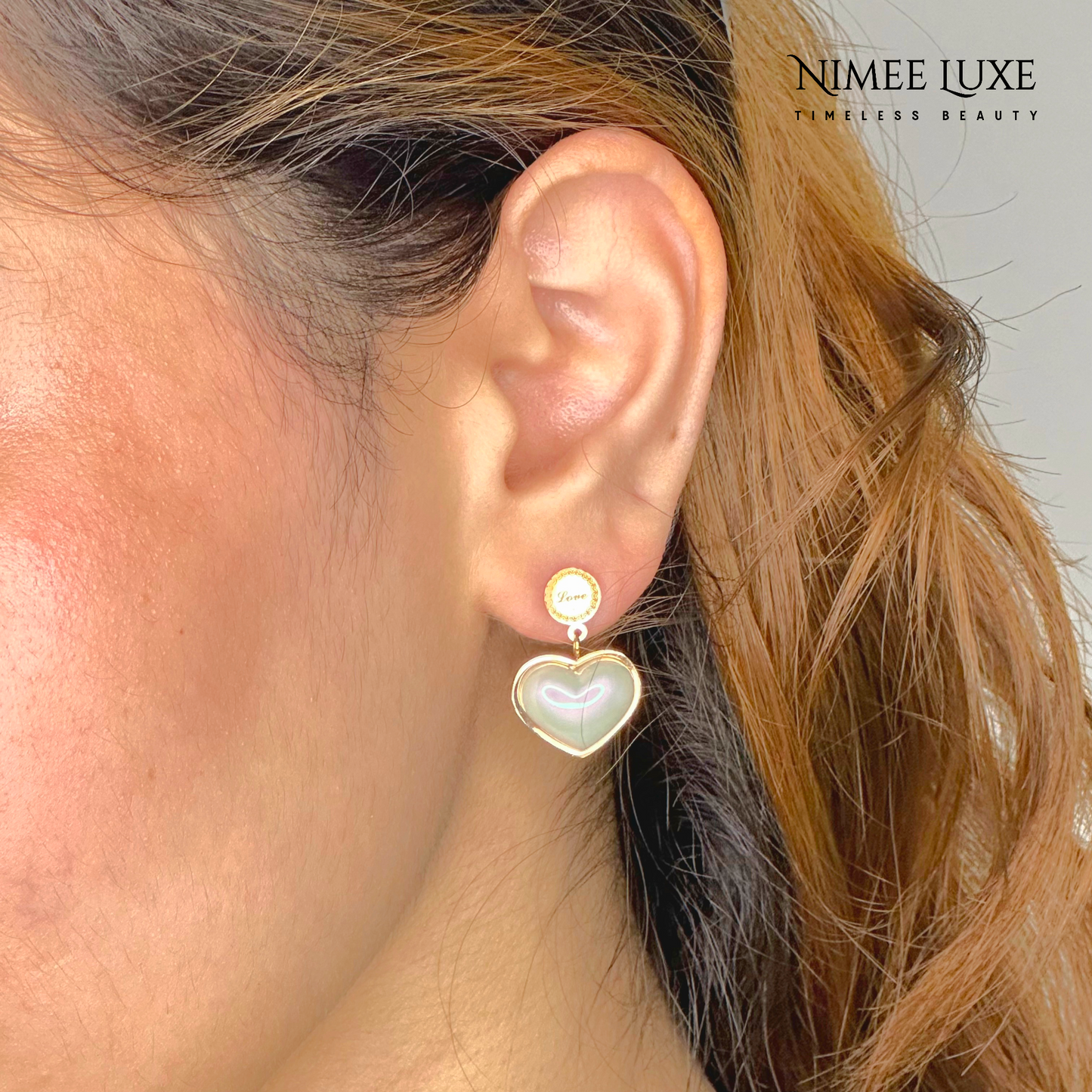 Classic Dangling Pearl Earrings NLE106RG Gold Plated, Waterproof and Anti-Tarnish