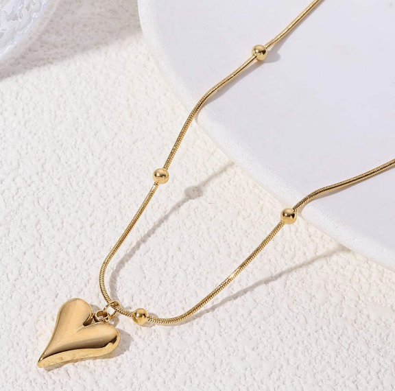 Snake Chain + Heart Vintage Chain Necklace Gold Plated Combo