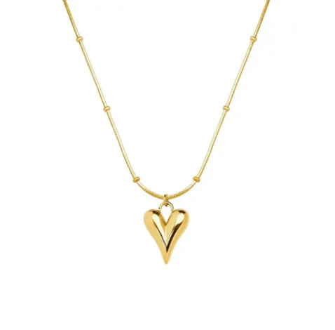 Heart Vintage Necklace + Vintage Long Heart Earring Combo