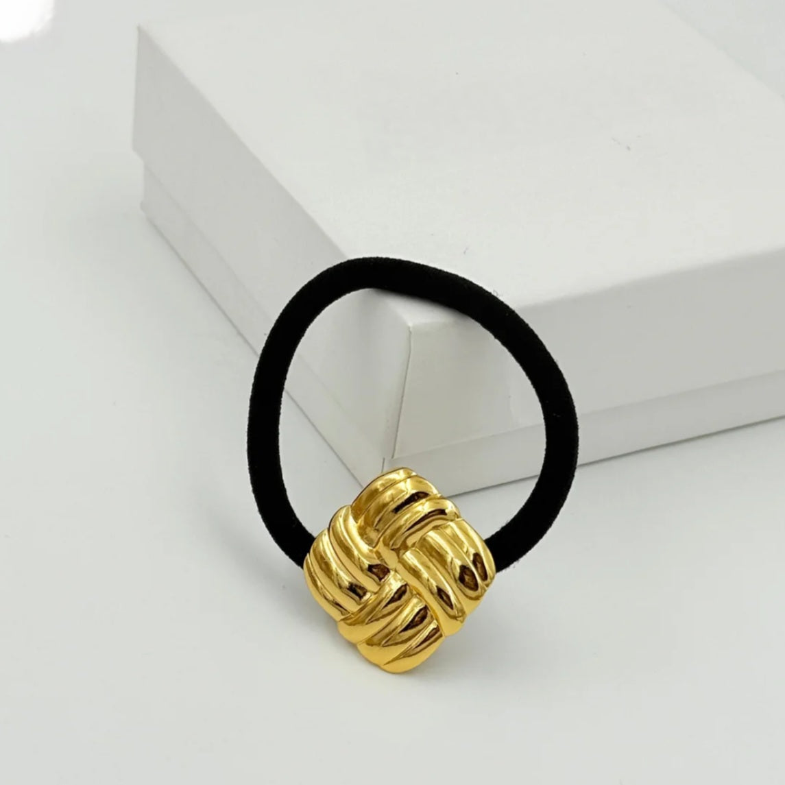 Knotted Cube Hair Tie 18K Gold Plated HT4