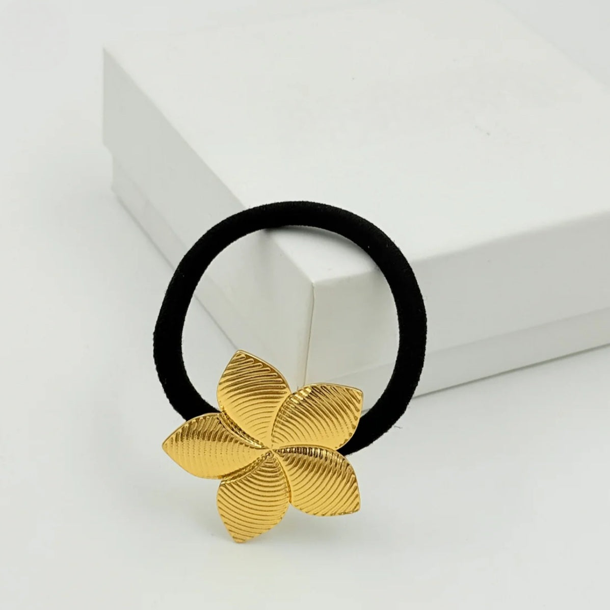 Floral Hair Tie 18K Gold Plated HT2