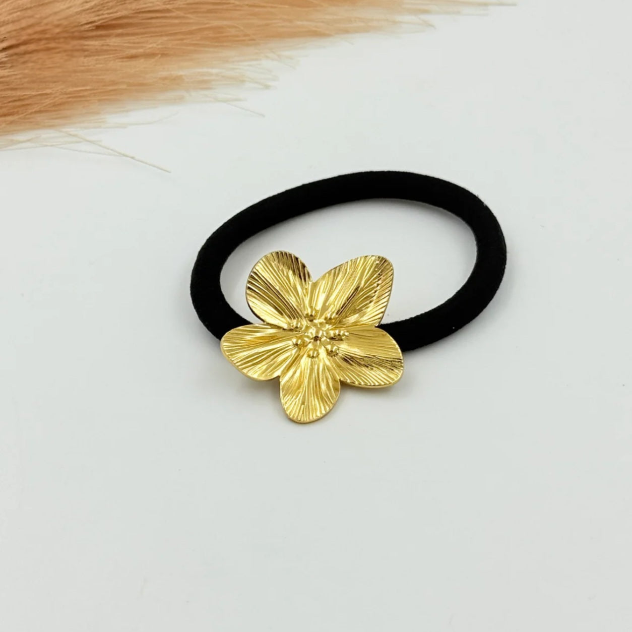 Abstract Flower Hair Tie 18K Gold Plated HT1