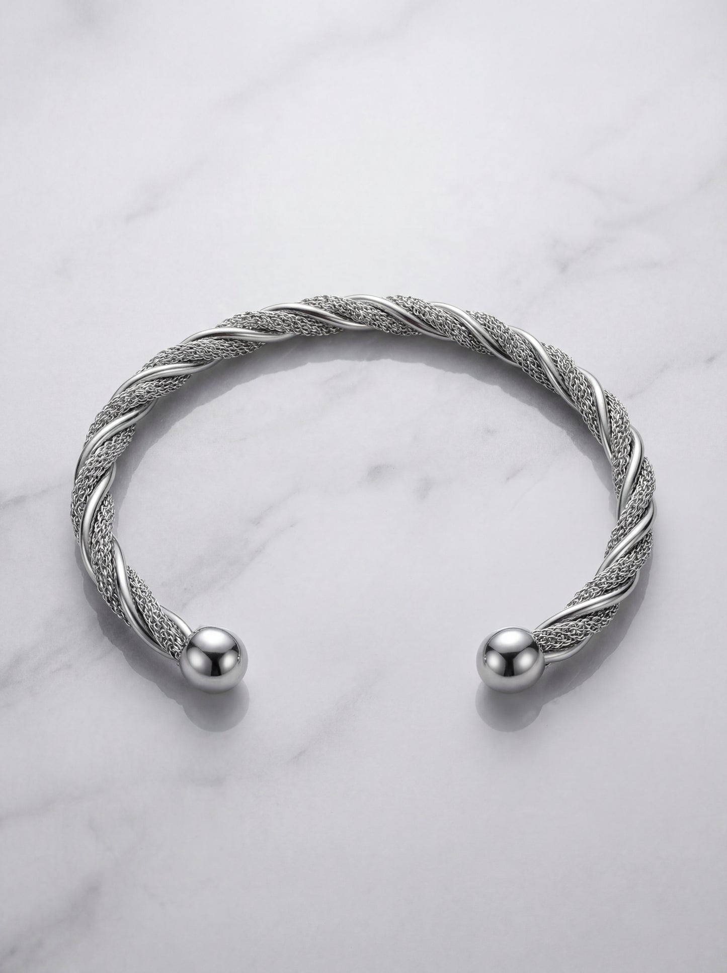 Silver Twisted Adjustable Kada Bracelet for Women