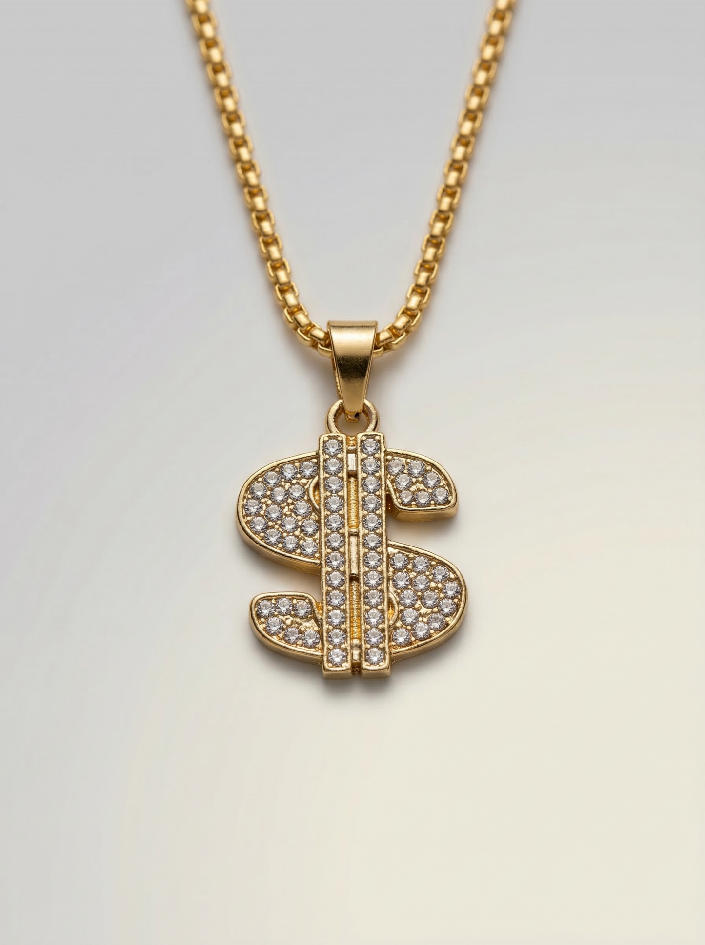 Golden Iced Dollar Pendant Chain
