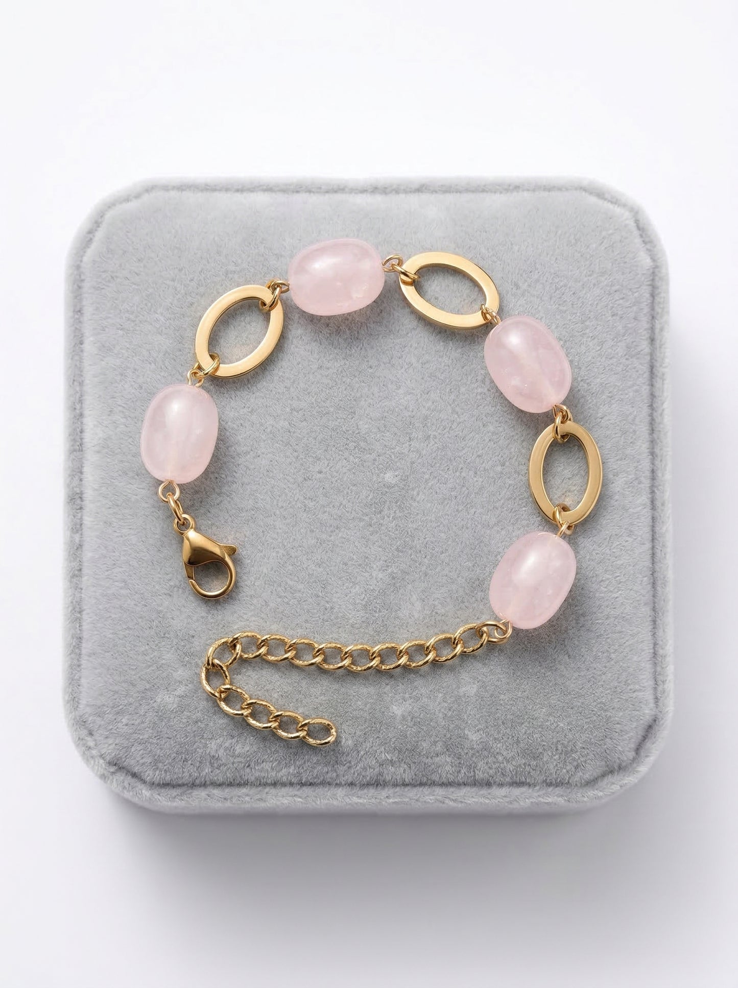 Blush Pink Stone Link Charm Bracelet