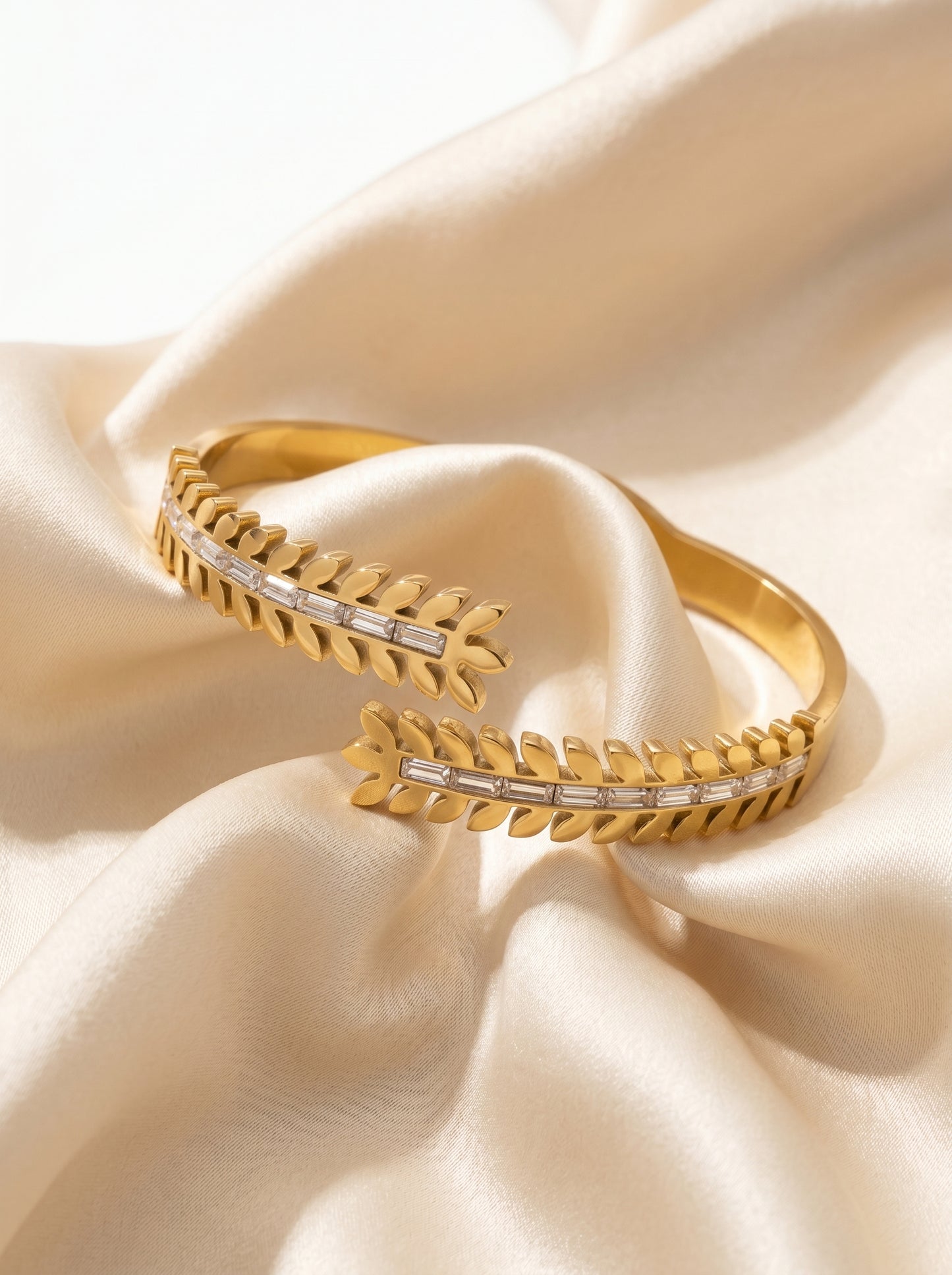 Golden Leaf Crystal Kada Bracelet