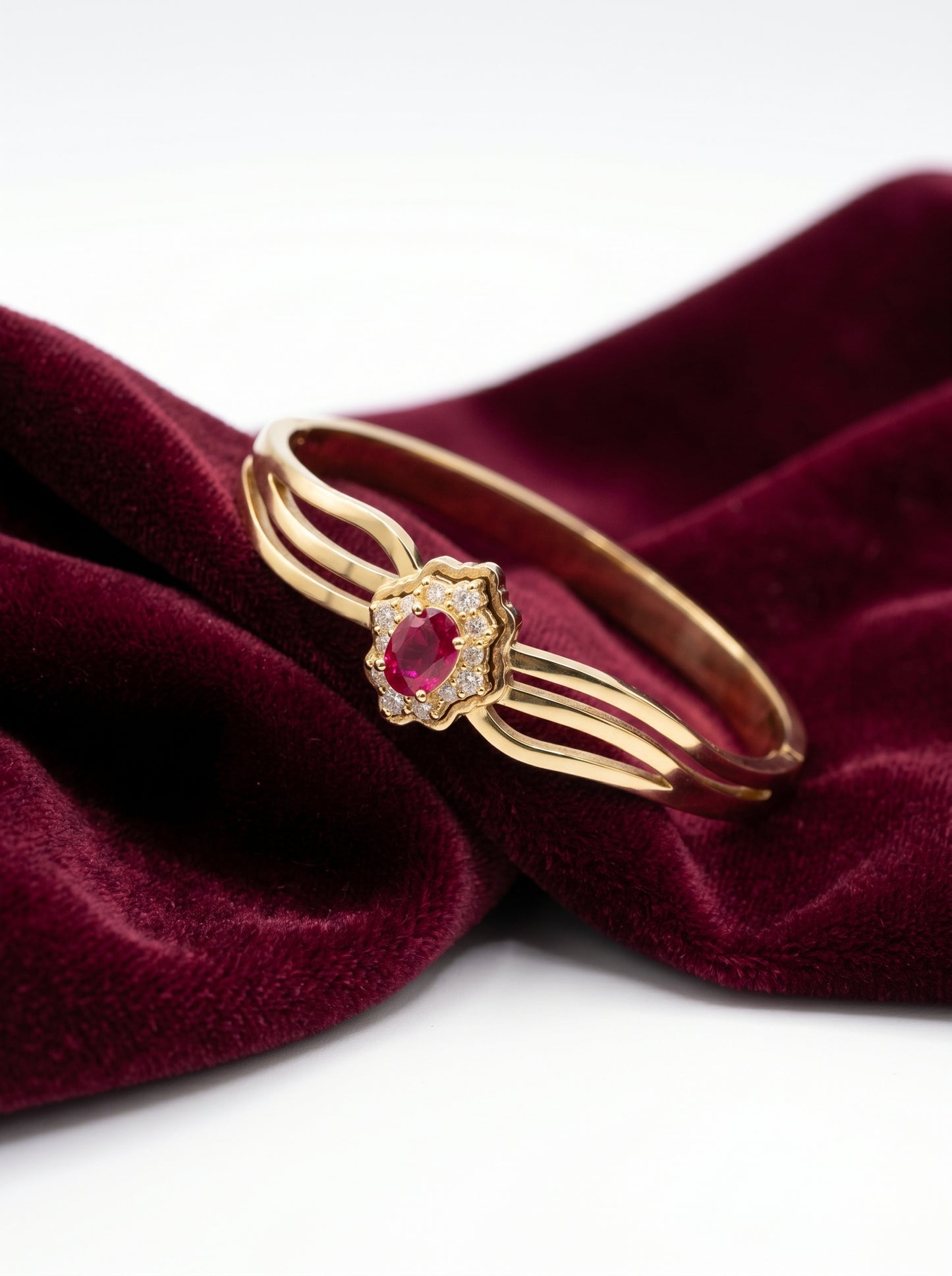 Red Ruby Bloom Kada Bracelet