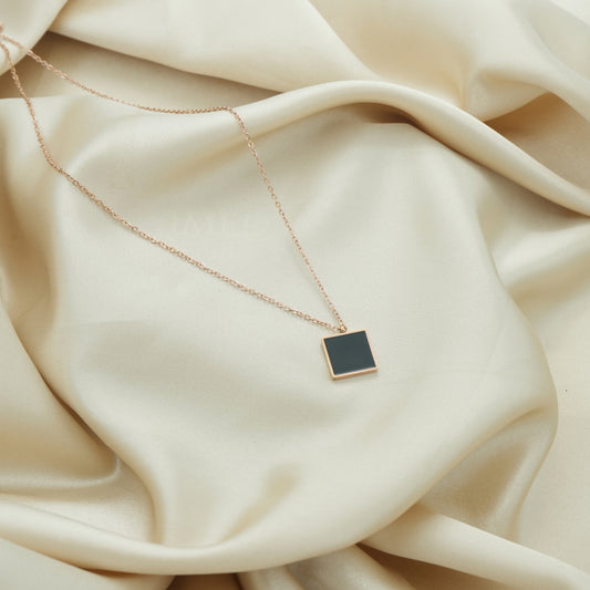 Bold Edge Square Pendant Necklace