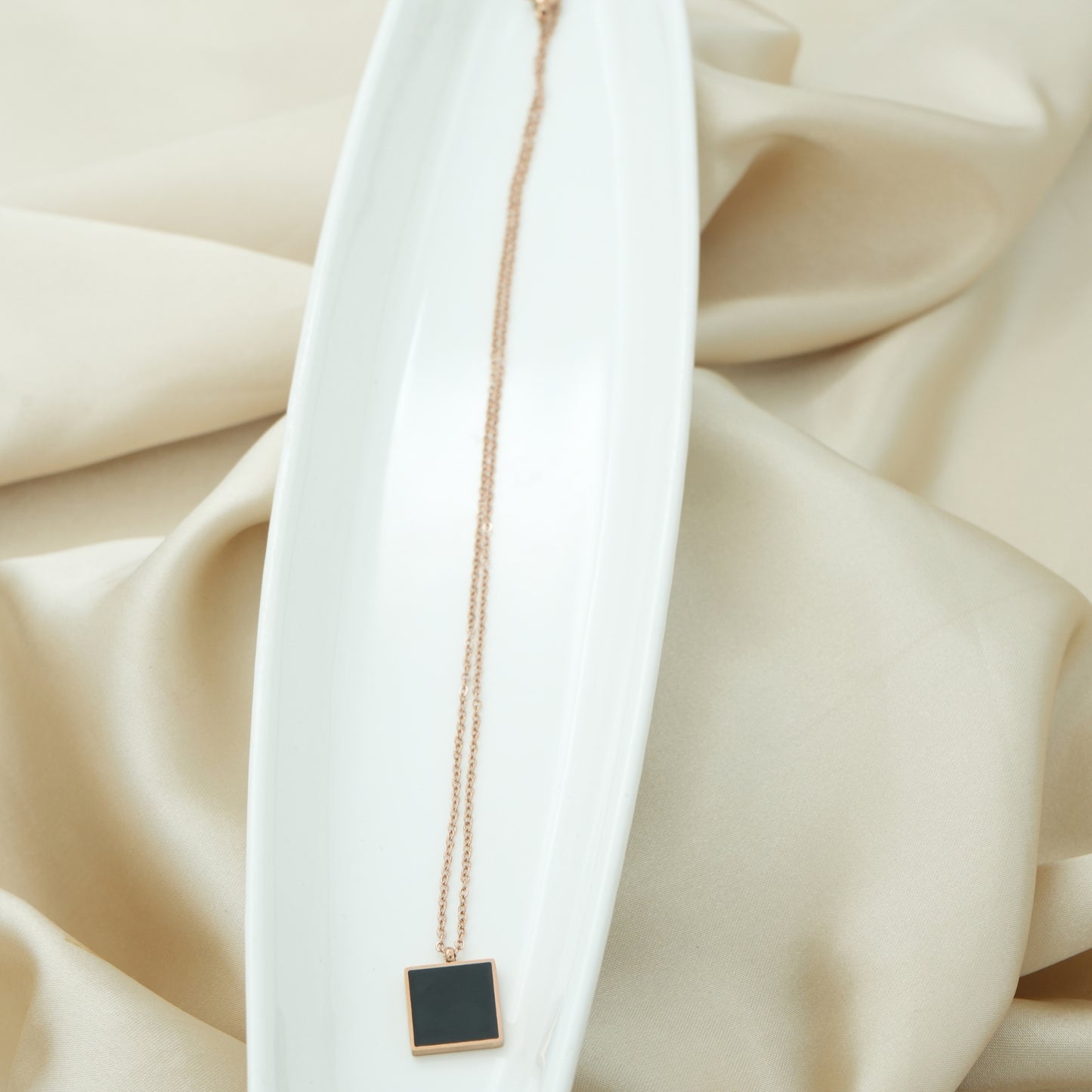 Bold Edge Square Pendant Necklace