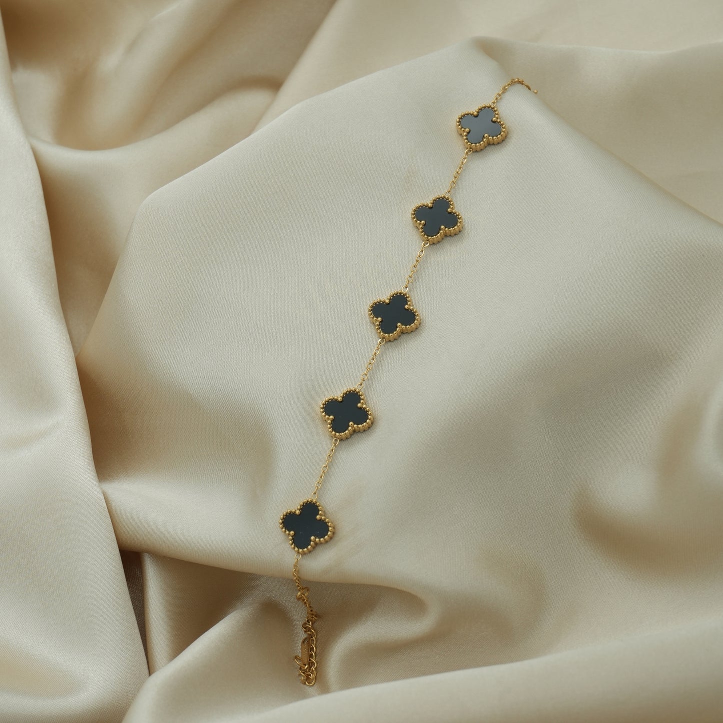Elegant Luck Black Clover Necklace + Golden Touch Black Clover Bracelet Combo