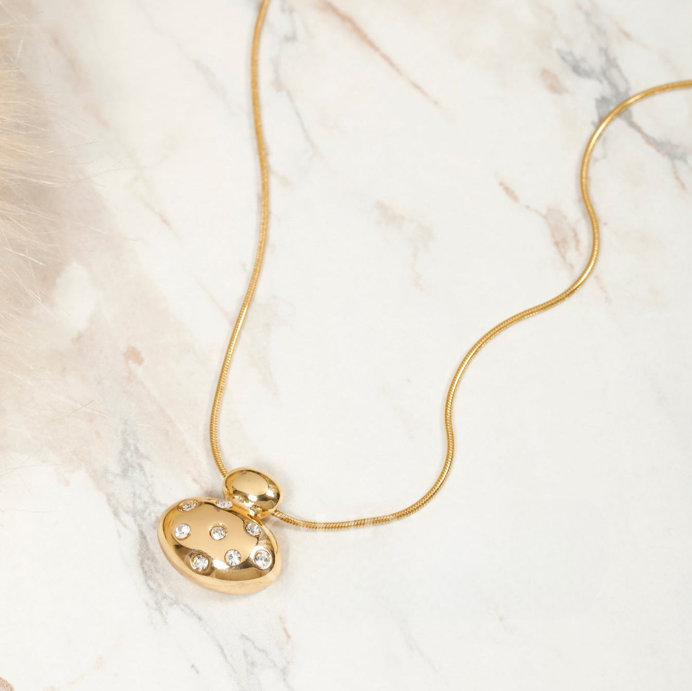 Imperial Diamond Pendant Necklace Gold Plated, Waterproof and Anti-Tarnish