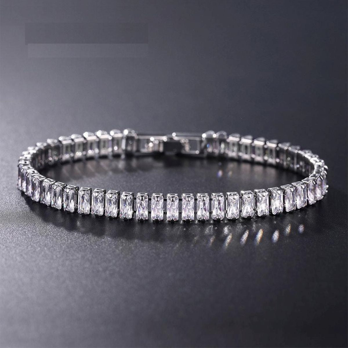 Quinn Tennis Diamond Bracelet Silver Plated 7 inches