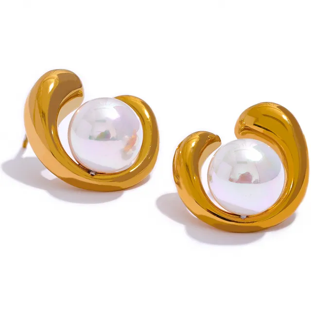 Bliss Pearl Earrings Gold Plated, Waterproof and Anti-Tarnish