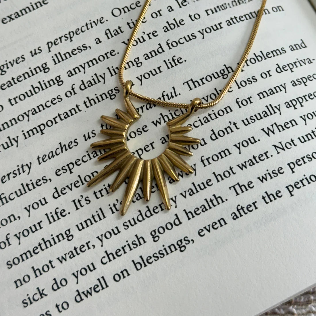 Bamboo Bracelet Kada 18k Gold Plated + Sun Necklace Gold Plated + Sea Shell Earrings Gold Plated