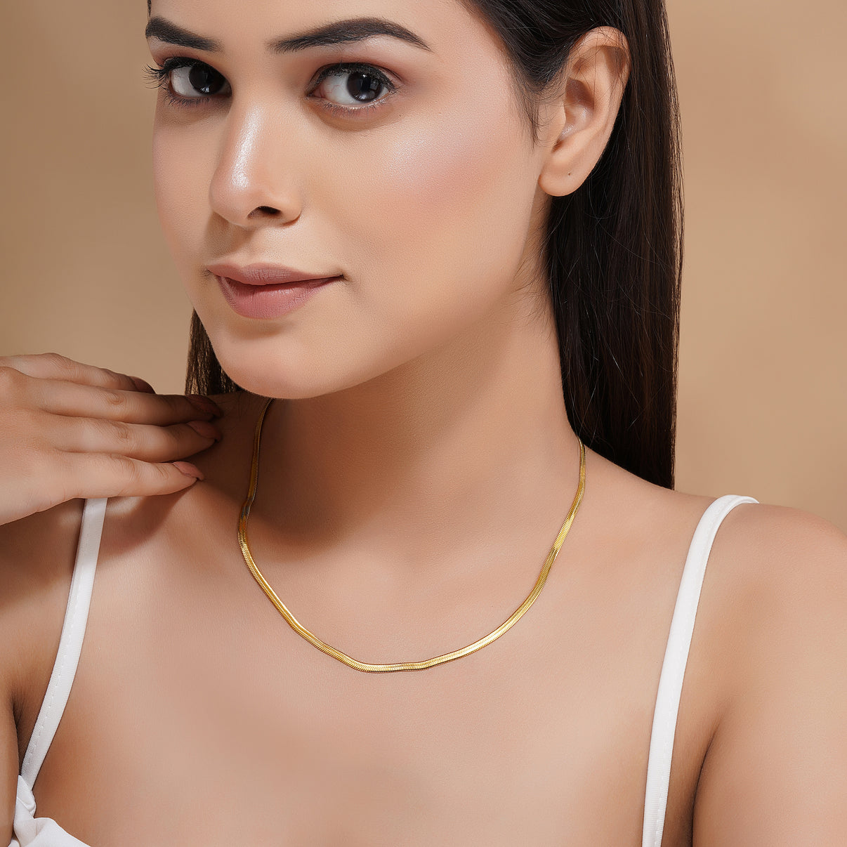 Flat Snake Chain Necklace & Bracelet Combo