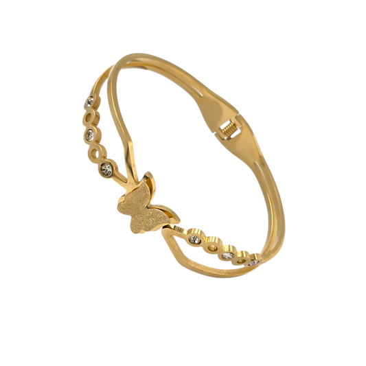 Butterfly Diamond Kada 18K Gold Plated, Waterproof and Anti-Tarnish Fits 2.2 to 2.6 size