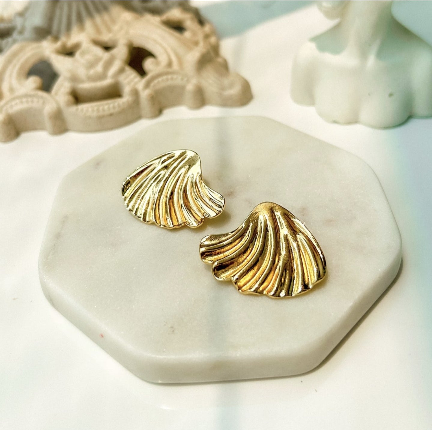 Sea Shell Earrings Gold Plated, Waterproof and Anti-Tarnish