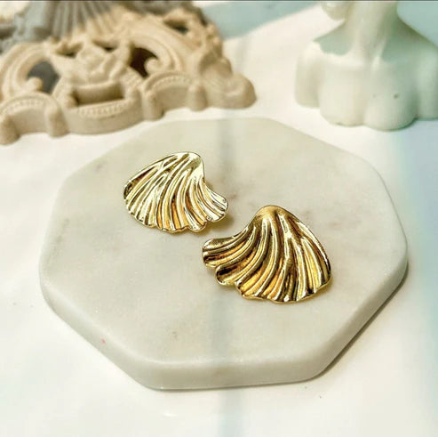 Bamboo Bracelet Kada 18k Gold Plated + Sun Necklace Gold Plated + Sea Shell Earrings Gold Plated