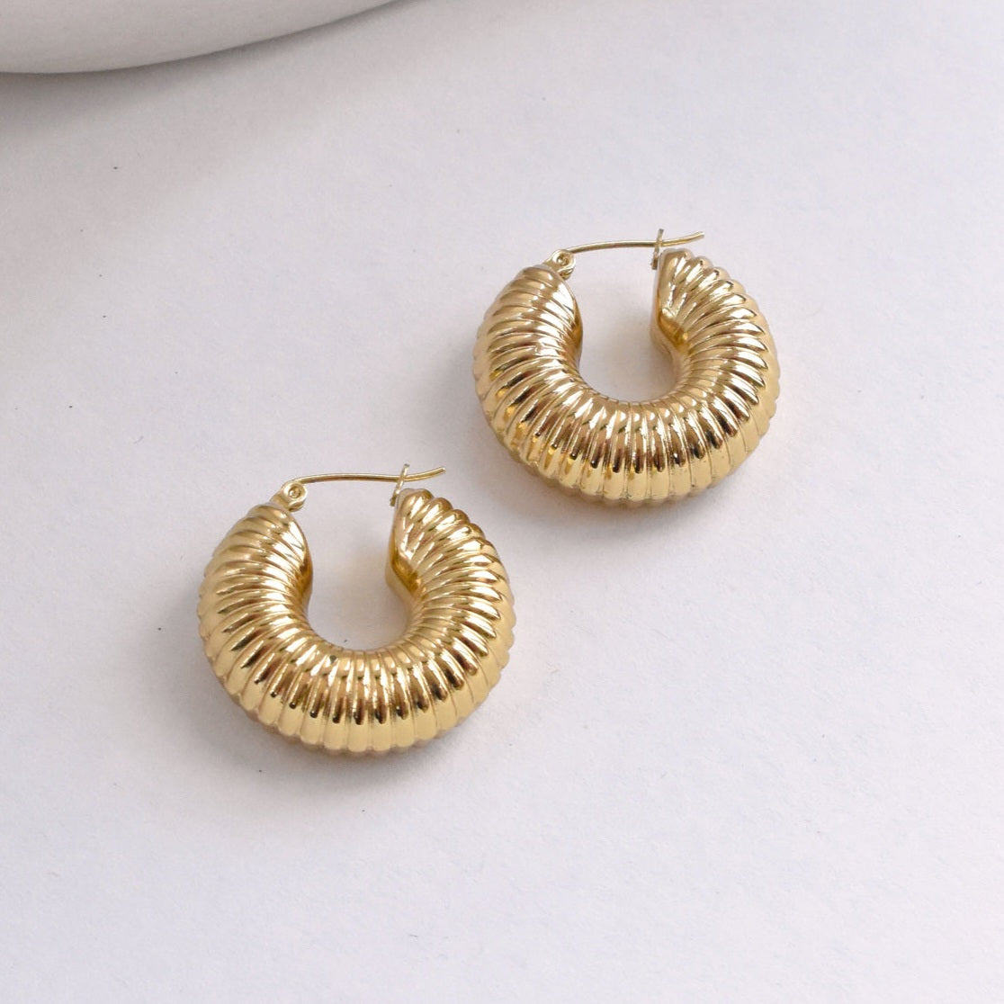 Vintage Hoops Earrings Gold Plated, Waterproof and Anti-Tarnish