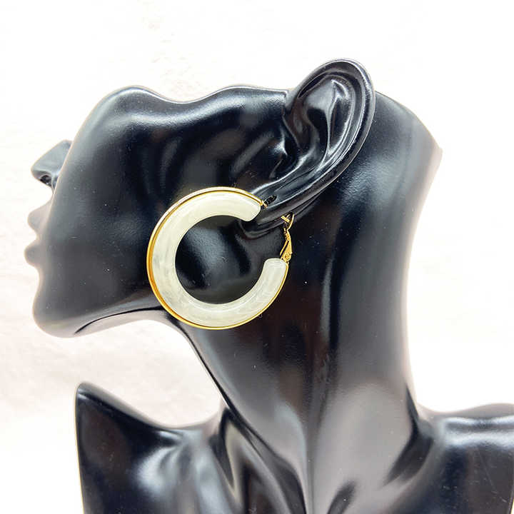 White Smokey Hoops Earrings Gold Plated, Waterproof and Anti-Tarnish