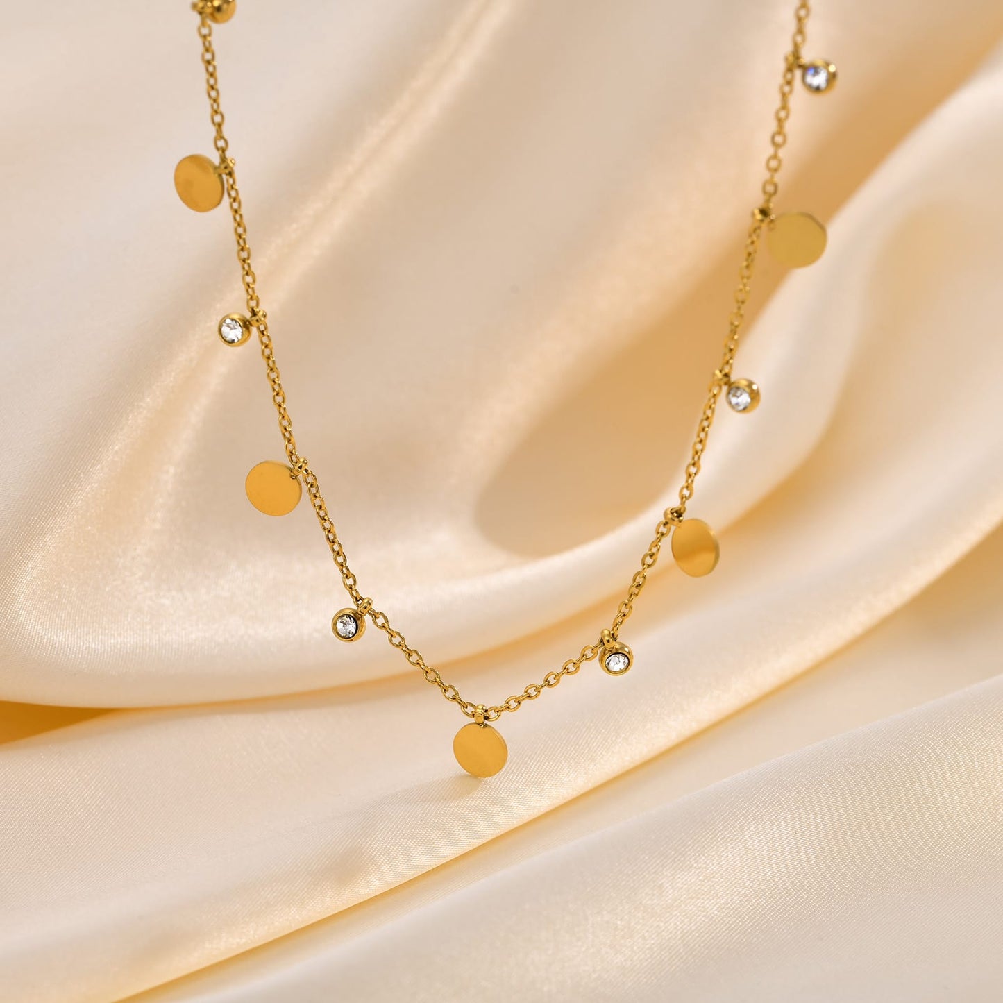 Columbia Diamond Charm Necklace 18k Gold Plated, Waterproof and Anti-Tarnish