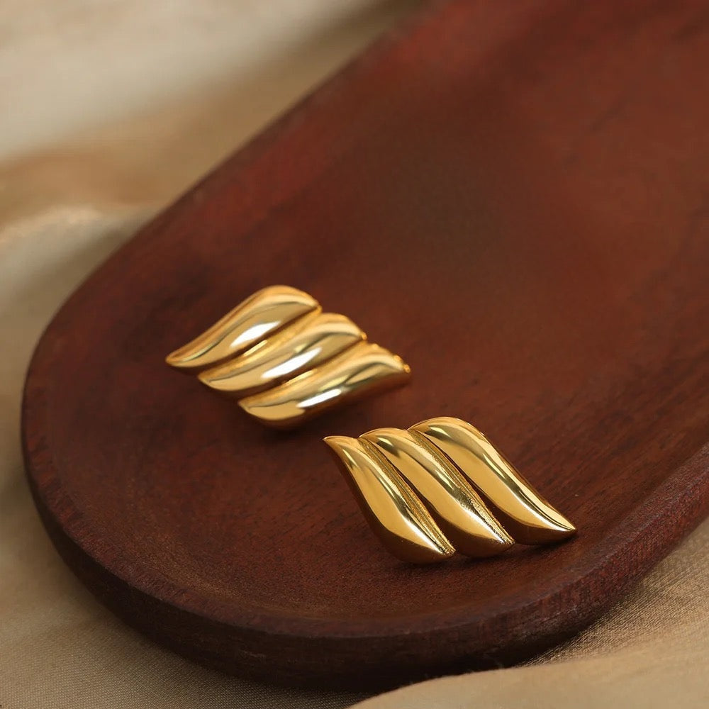 Glide Wings Earrings Gold Plated, Waterproof and Anti-Tarnish