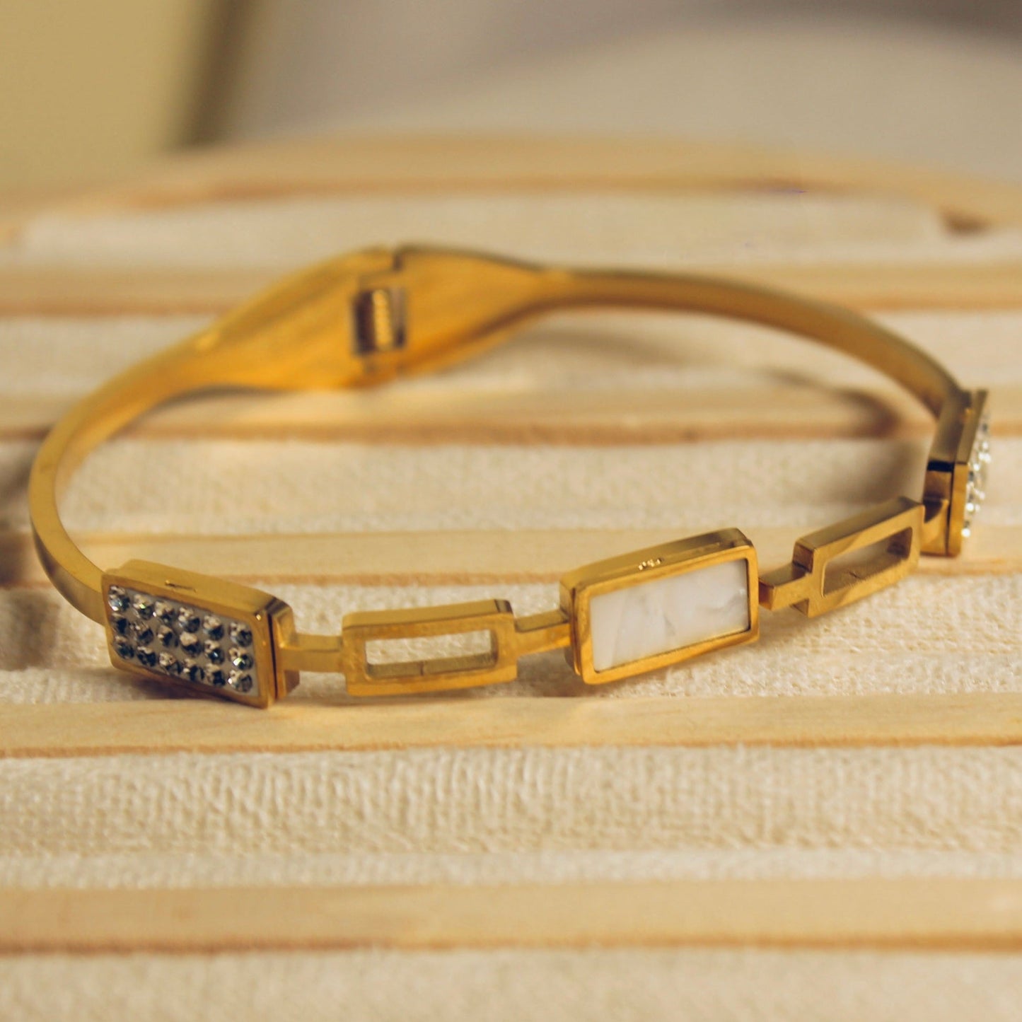 Vera Pearl Diamond Bracelet Kada Gold Plated, Waterproof and Anti-Tarnish