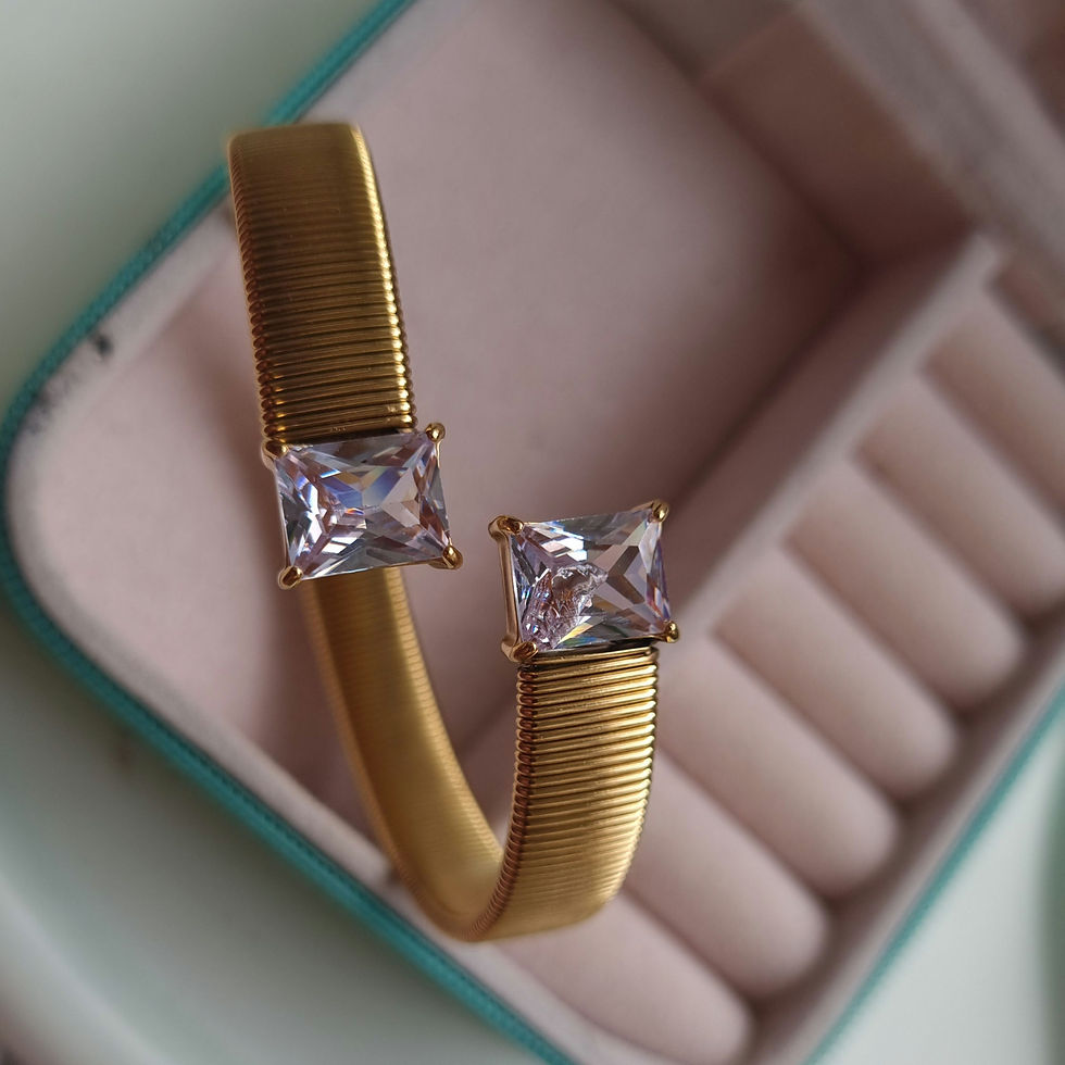 White Sapphire Snake Kada Openable 18k Gold Plated, Waterproof and Anti-Tarnish