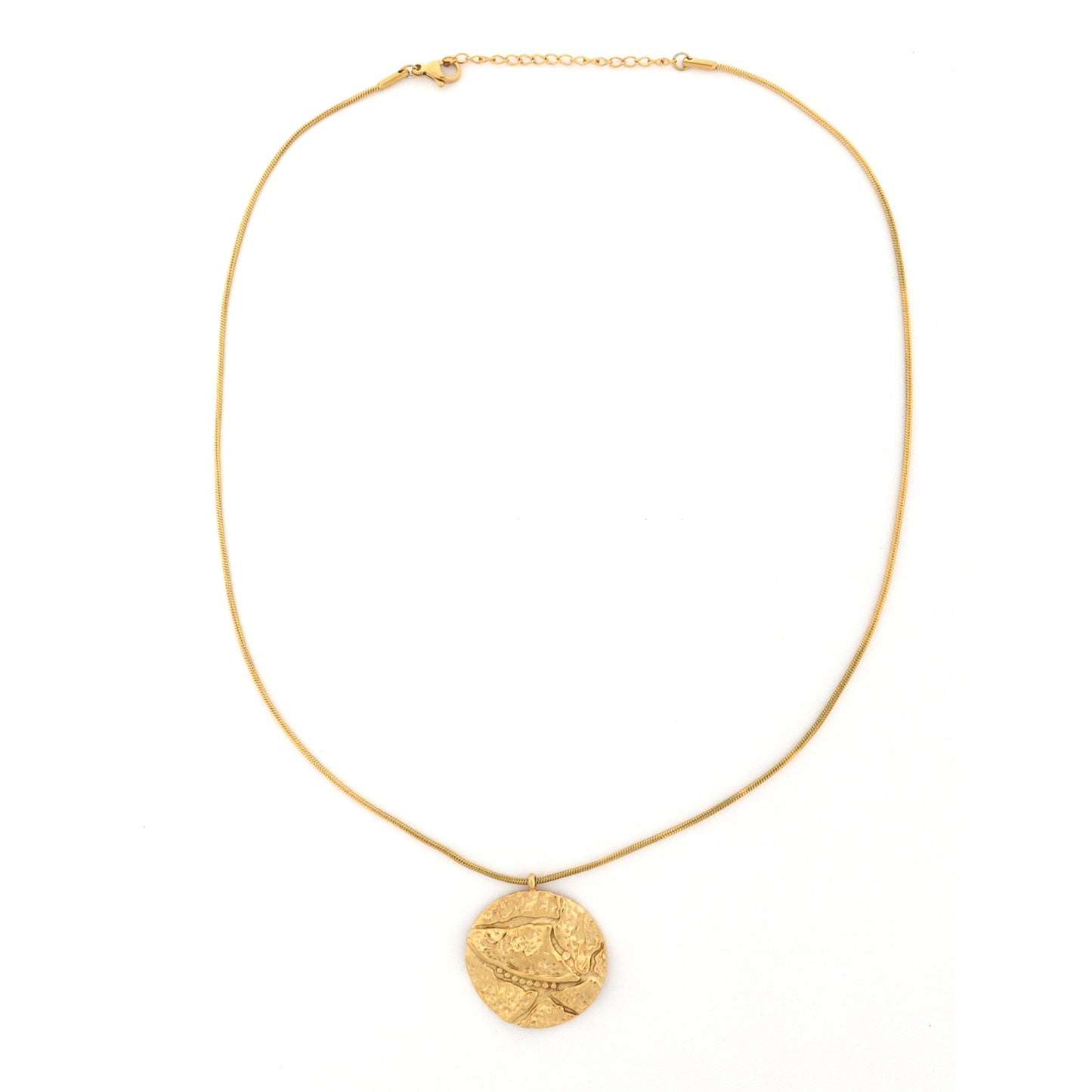 Hammered Imparied Chain Necklace Gold Plated, Waterproof and Anti-Tarnish